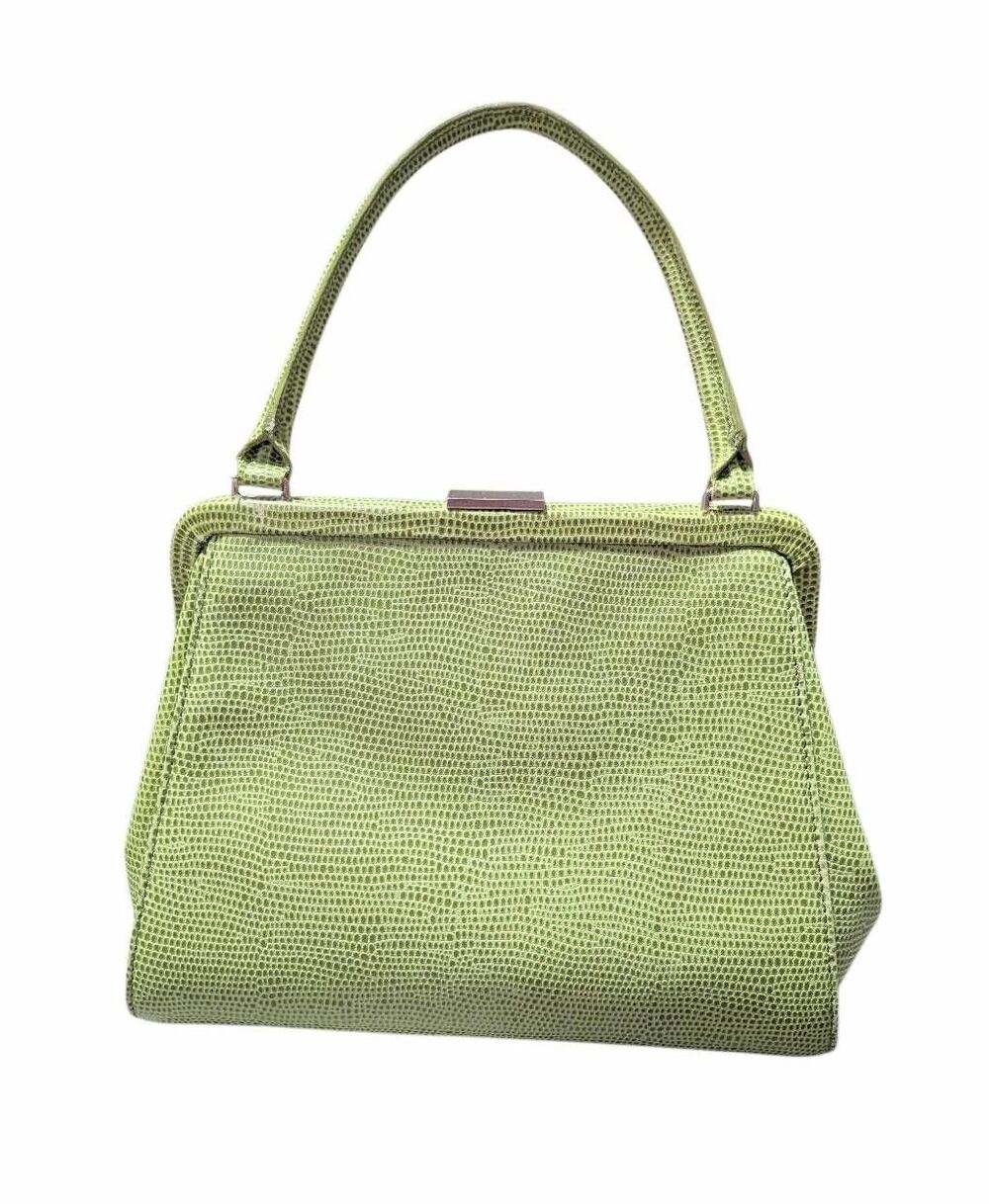 Vintage Y2K Banana Republic green leather clamshell small handbag satchel purse